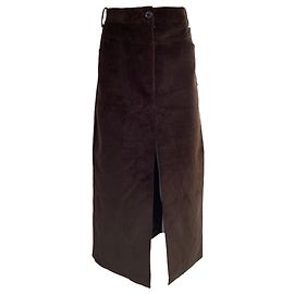 Khaite Neer Midi-Rock mit vorderer Schlitze aus braunem Cord Braun Rot