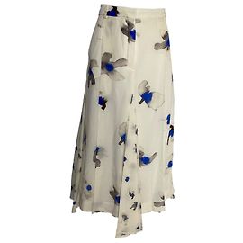 Falda midi estampada floral de Nina Ricci en seda blanca Otro
