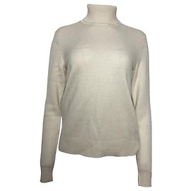 Theory Rollkragenpullover aus ivoire Kaschmir Weiß Roh