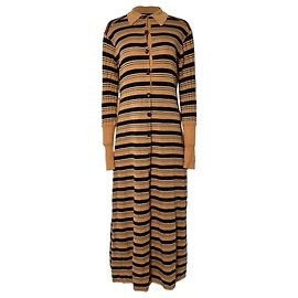 Vestido maxi listrado Chloé em lã marrom Outro