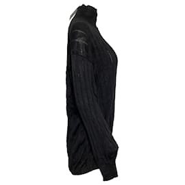 Balenciaga-Balenciaga Turtleneck Rib Knit Sweater in Black Silk-Black