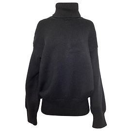 The row Der Rollkragenpullover aus schwarzer Merinowolle Schwarz