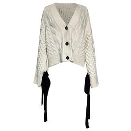 Erdem Boxy Strickjacke aus weißer Wolle Weiß Roh