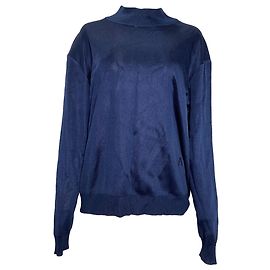 Alaïa Alaia Langarm-Pullover mit Stehkragen aus navy Viskose Blau Marineblau