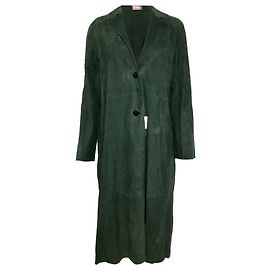Theory Suede Coat in Green Lamb Leather Green