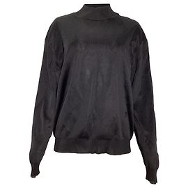 Pull à col montant en viscose noire avec logo brodé Alaïa Noir