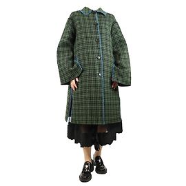 Marni Grüner karierter Wollmischmantel mit Steppnähten - Größe UK 10 Grün