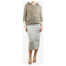 Autre Marque-Silver lurex fitted midi skirt - size UK 10-Silvery