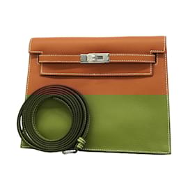 Hermès-Sac à épaule Hermes Kelly Dance 2 Verso-Doré,Bleu foncé