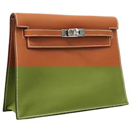 Hermès-Hermes Kelly Dance 2 Verso Shoulder Bag-Golden,Dark blue