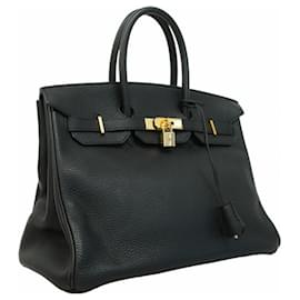 Hermès-Hermes Birkin 35 Handbag in Black Togo Leather-Black