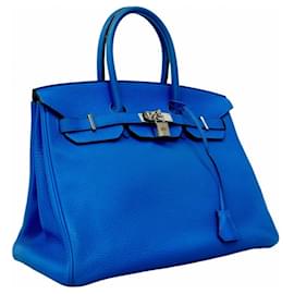 Hermès-Hermes Birkin 35 Handbag in Blue Hydra-Blue