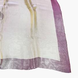 Hermès-Hermes Silk Shawl in Pink, Purple, and Yellow-Pink,Purple,Yellow