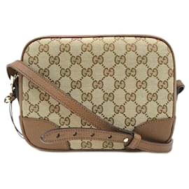 Gucci-Gucci 449413 GG Canvas Shoulder Bag-Brown