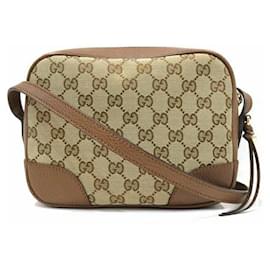 Gucci-Gucci 449413 GG Canvas Shoulder Bag-Brown