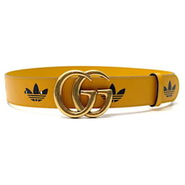 Gucci-NEW GUCCI GG X ADIDAS BELT 406831 LOGO BUCKLE TREFOIL T80 YELLOW LEATHER-Yellow