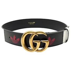 Gucci-NEW GUCCI GG X ADIDAS 406831 BUCKLE LOGO TREFOIL T65 BLACK BELT-Black