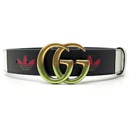 Gucci-NEW GUCCI GG X ADIDAS 406831 BUCKLE LOGO TREFOIL T65 BLACK BELT-Black