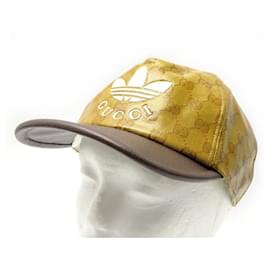 Gucci-NINE GUCCI X ADIDAS BASEBALL CAP 696475 4HAP2 7164 VARNISHED CANVAS-Brown