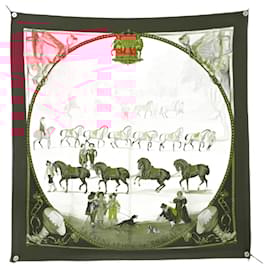 Hermès-VINTAGE HERMES SCARF PRESENTATION OF HORSES 1ST EDITION SQUARE 90 SILK SCARF-Red