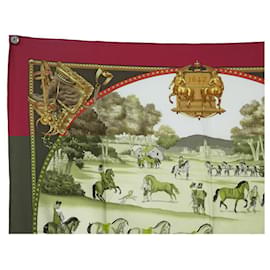 Hermès-VINTAGE HERMES SCARF PRESENTATION OF HORSES 1ST EDITION SQUARE 90 SILK SCARF-Red