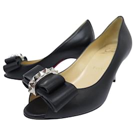 Christian Louboutin-NINE CHRISTIAN LOUBOUTIN NODO 70 BLACK LEATHER COURT SHOES SIZE 34-Black