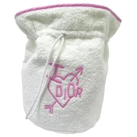 Dior-NINE BEACH BAG POUCH I LOVE CHRISTIAN DIOR GM WHITE COTTON BEACH BAG-White