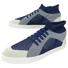Fendi-FENDI HIGH TOP SNEAKERS IN BLUE CANVAS 9 43 HIGH SNEAKERS SHOES-Blue