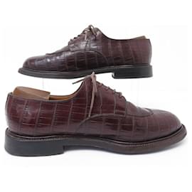 JM Weston-VINTAGE SHOES JM WESTON DEMI CHASSE 598 CROCODILE 8.5E 43 LARGE SHOES-Brown
