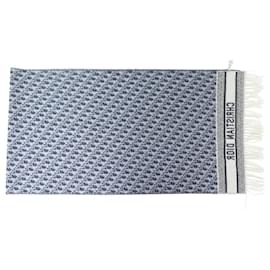 Christian Dior-NINE DIOR OBLIQUE SCARF 01CDO309I093_C540 175X46CM BLUE CASHMERE-Navy blue
