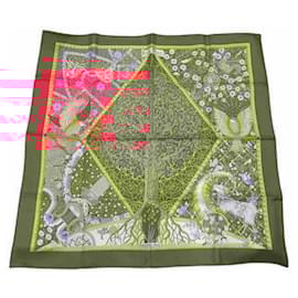 Hermès-Hermes Carré 90 AXIS MUNDI Puzzle Scarf-Red