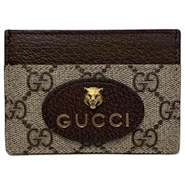 Gucci-Gucci GG Supreme Neo Tiger Head Card Case-Brown,Yellow