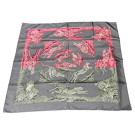 Hermès-Hermes Carré 90 Robert Darre Cheetah Scarf-Brown,Pink