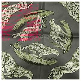 Hermès-Hermes Carré 90 Robert Darre Cheetah Scarf-Brown,Pink