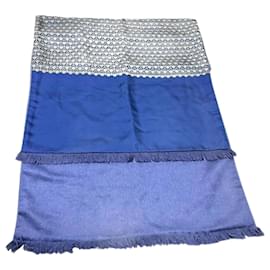 Hermès-Hermes Navy Angora and Silk Stole-Navy blue