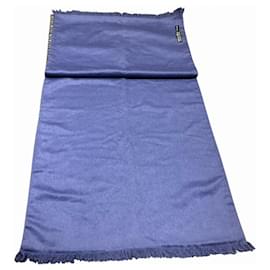 Hermès-Hermes Navy Angora and Silk Stole-Navy blue