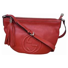 Gucci-Gucci Soho 308361 Interlocking G Tassel Red Shoulder Bag-Red