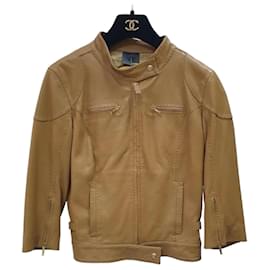 Fendi-Fendi Brown Leather Moto Jacket Sz.40-Brown