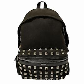 Yves Saint Laurent-Yves Saint Laurent Black Studded Backpack-Black