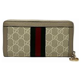 Gucci-GUCCI Offdia GG Zip Around Wallet-White,Beige