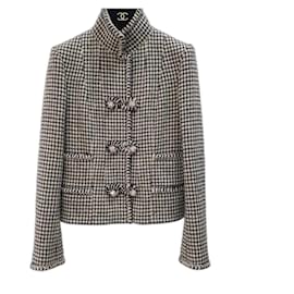 Chanel-CHANEL AW15 Houndstooth Fantasy Tweed Jacket Blazer  Sz.38-Multiple colors