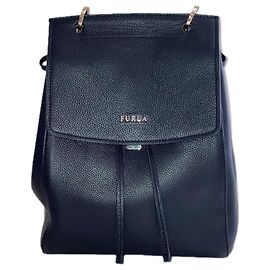 FURLA Anita Mochila de couro de bezerro preto Preto