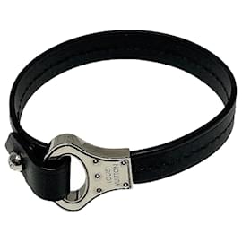 Louis Vuitton-Louis Vuitton Black Leather Charm Bracelet-Black