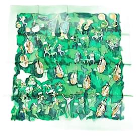 Hermès-Hermes Carre 90 CONCERTO Silk Scarf-Green