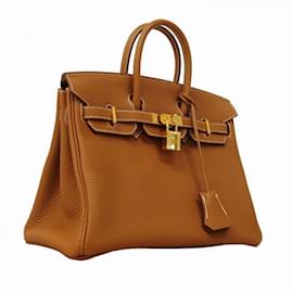 Hermès-Hermes Birkin 25 Handbag in Gold Togo Leather-Golden
