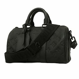 Louis Vuitton-Louis Vuitton Monogram Taurillon Keepall Bandouliere 25 Handbag-Black