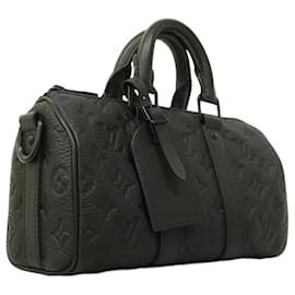 Louis Vuitton-Louis Vuitton Monogram Taurillon Keepall Bandouliere 25 Handbag-Black