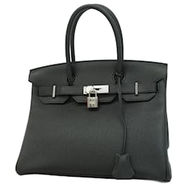 Hermès-Hermes Birkin 30 Handbag in Black Togo Leather-Black