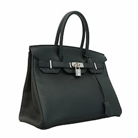 Hermès-Hermes Birkin 30 Handbag in Black Togo Leather-Black