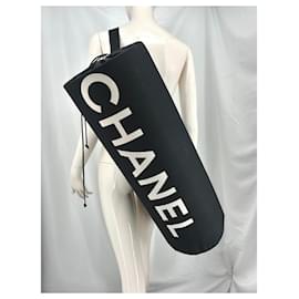 Chanel-Chanel yoga mat-Black,White,Silver hardware
